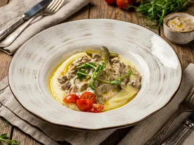 Бефстроганов с картофельным пюре