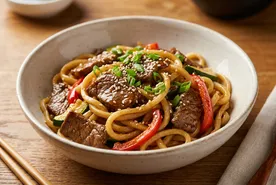 Вок с телятиной и грибами